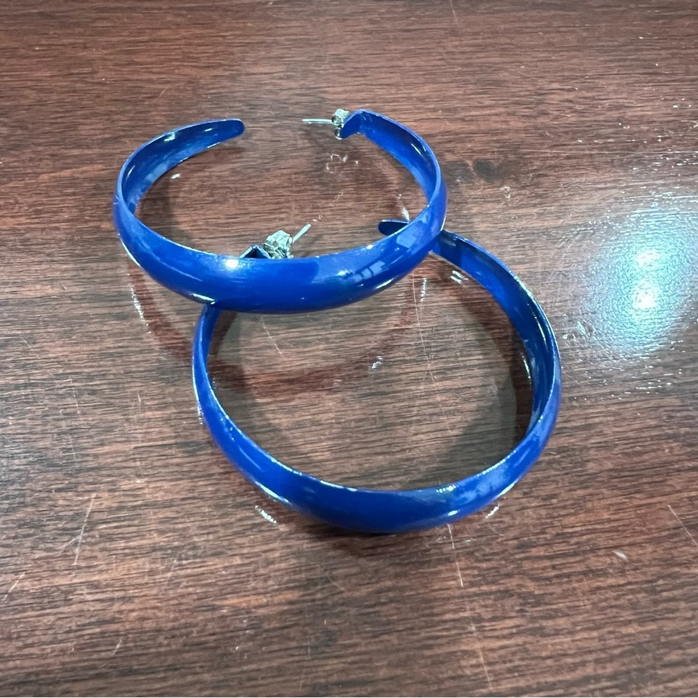 Navy Hoop Earrings